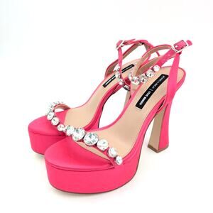 Jessica Rich x Steve Madden Zoey Rhinestone Platform Sandals Size US7.5M EU38